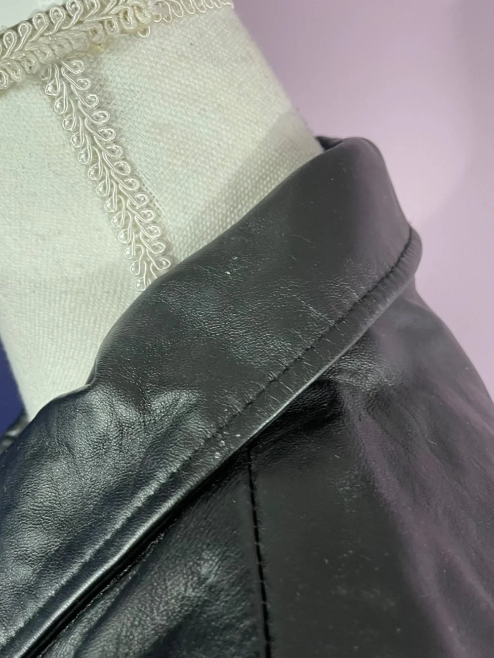 Lambskin Leather Biker Vest M Black Full Zip Collared Sleeveless Jacket Smooth